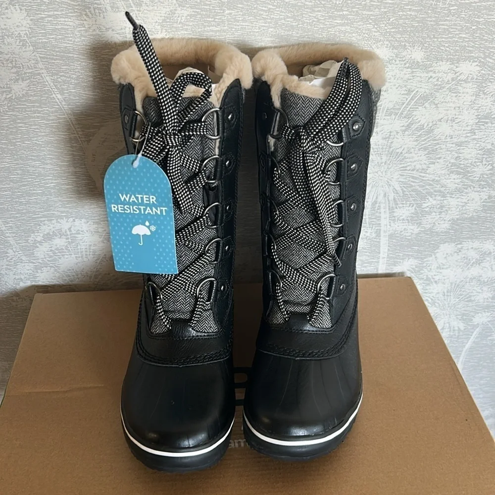 JBU by Jambu Women's Chilly Mid-Calf Boots Faux Leather Faux Fur Lined Size 6